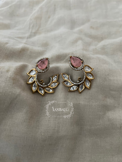 Ruja Leaf Cuff Style Gold Finish Ear Studs By Ranibaug