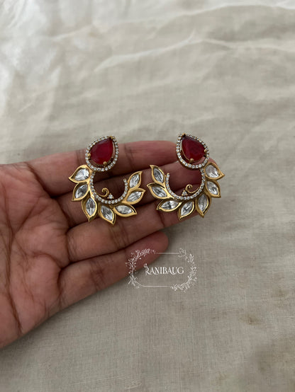Ruja Leaf Cuff Style Gold Finish Ear Studs By Ranibaug