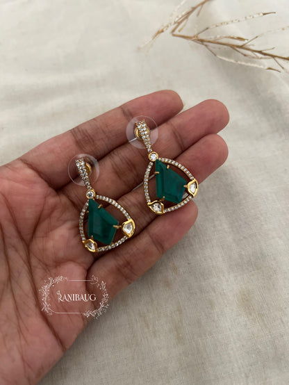 Ruma Dangling Diamond Shape Gemstone Stud Earrings By Ranibaug