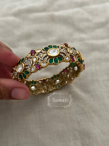 Rutuja Indian Wedding Polki Studded Victorian Finish Vintage Bangle By Ranibaug