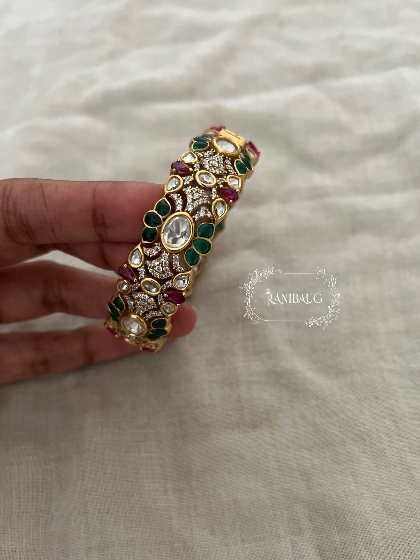 Rutuja Indian Wedding Polki Studded Victorian Finish Vintage Bangle By Ranibaug