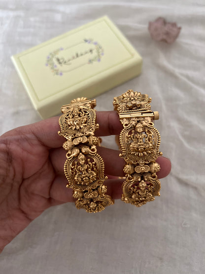 Rutvi Designer Goddess Lakshmi Bangle In Rich Gold Finish By Ranibaug