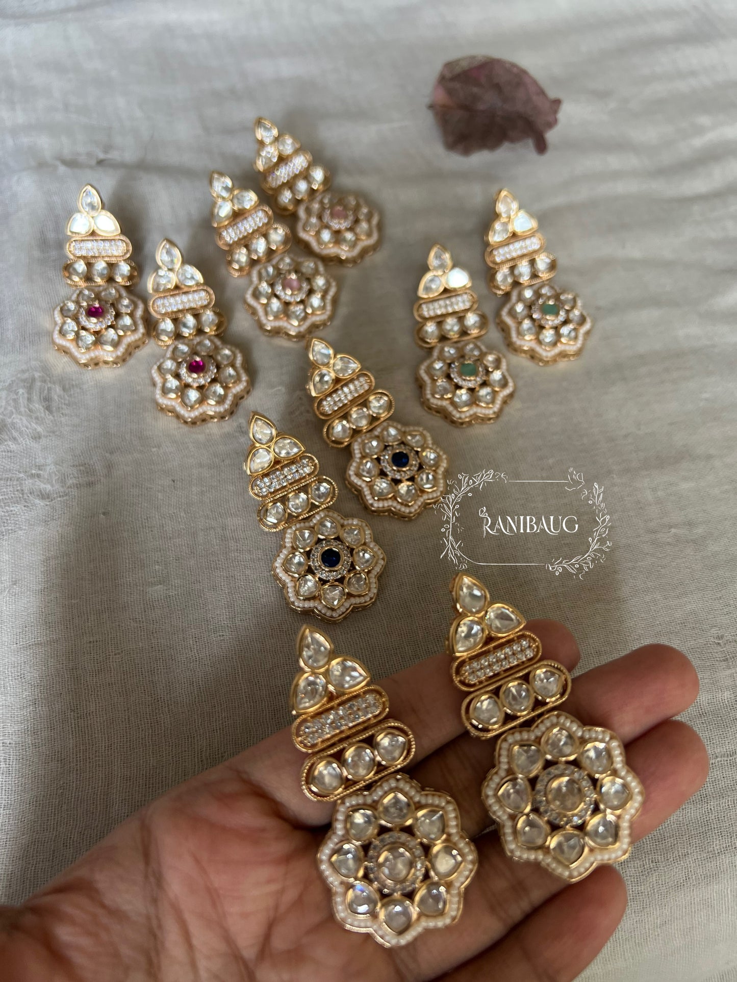 Saanjh Polki Simple Gold Earrings | Ranibaug