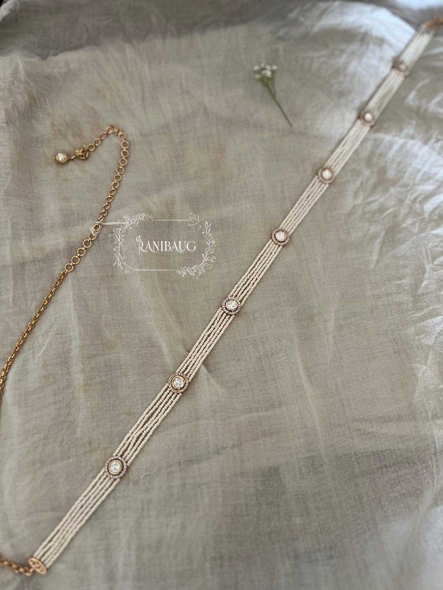 Sachi Mossainite Pearl Chain Kamarbandh By Ranibaug