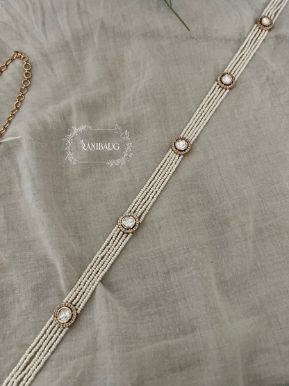 Sachi Mossainite Pearl Chain Kamarbandh By Ranibaug