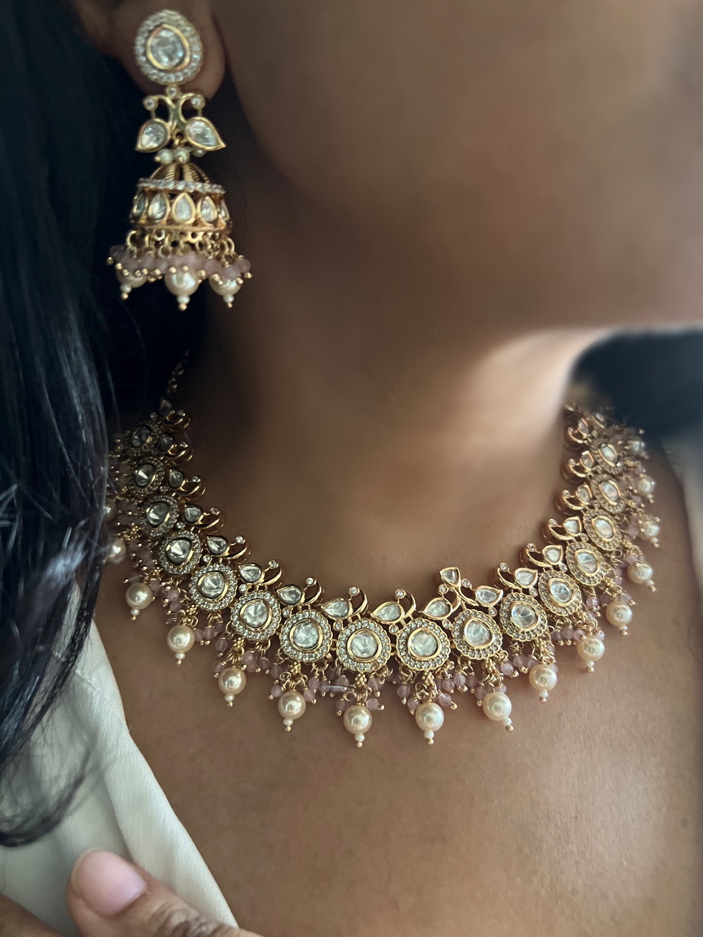 Sadgi Simple Gold Plated Color Accent Ranibaug Jewellery Set