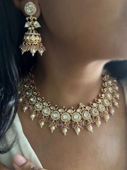 Sadgi Simple Gold Plated Color Accent Ranibaug Jewellery Set