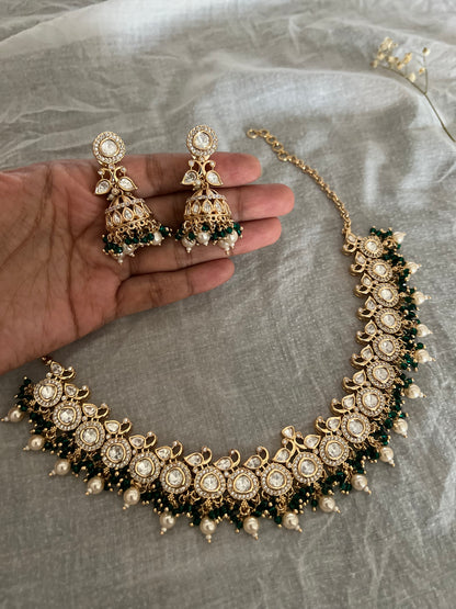 Sadgi Simple Gold Plated Color Accent Ranibaug Jewellery Set