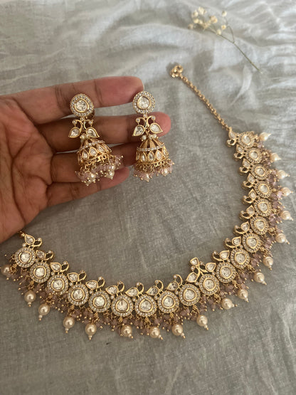 Sadgi Simple Gold Plated Color Accent Ranibaug Jewellery Set
