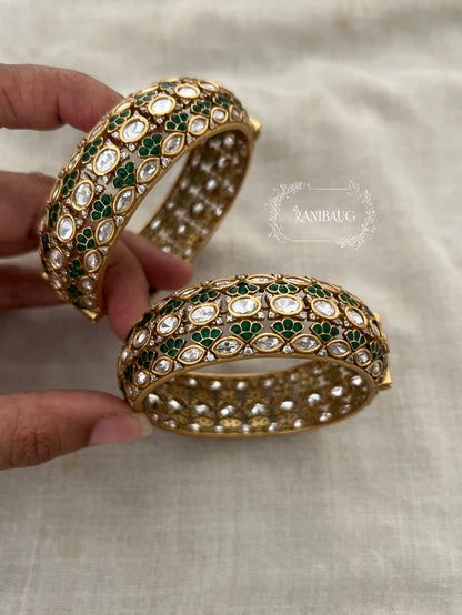 Sagarika Indian Traditional Statement Royal Polki Gold Finish Bangles For Special Occassions By Ranibaug