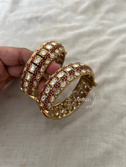 Sagarika Indian Traditional Statement Royal Polki Gold Finish Bangles For Special Occassions By Ranibaug