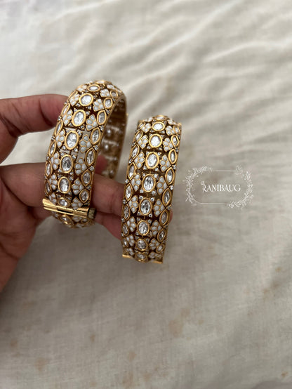 Sagarika Indian Traditional Statement Royal Polki Gold Finish Bangles For Special Occassions By Ranibaug