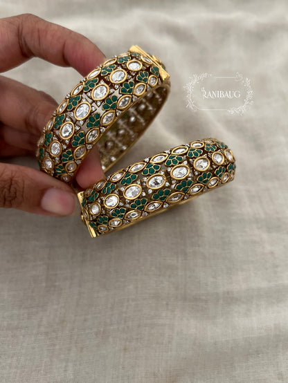 Sagarika Indian Traditional Statement Royal Polki Gold Finish Bangles For Special Occassions By Ranibaug