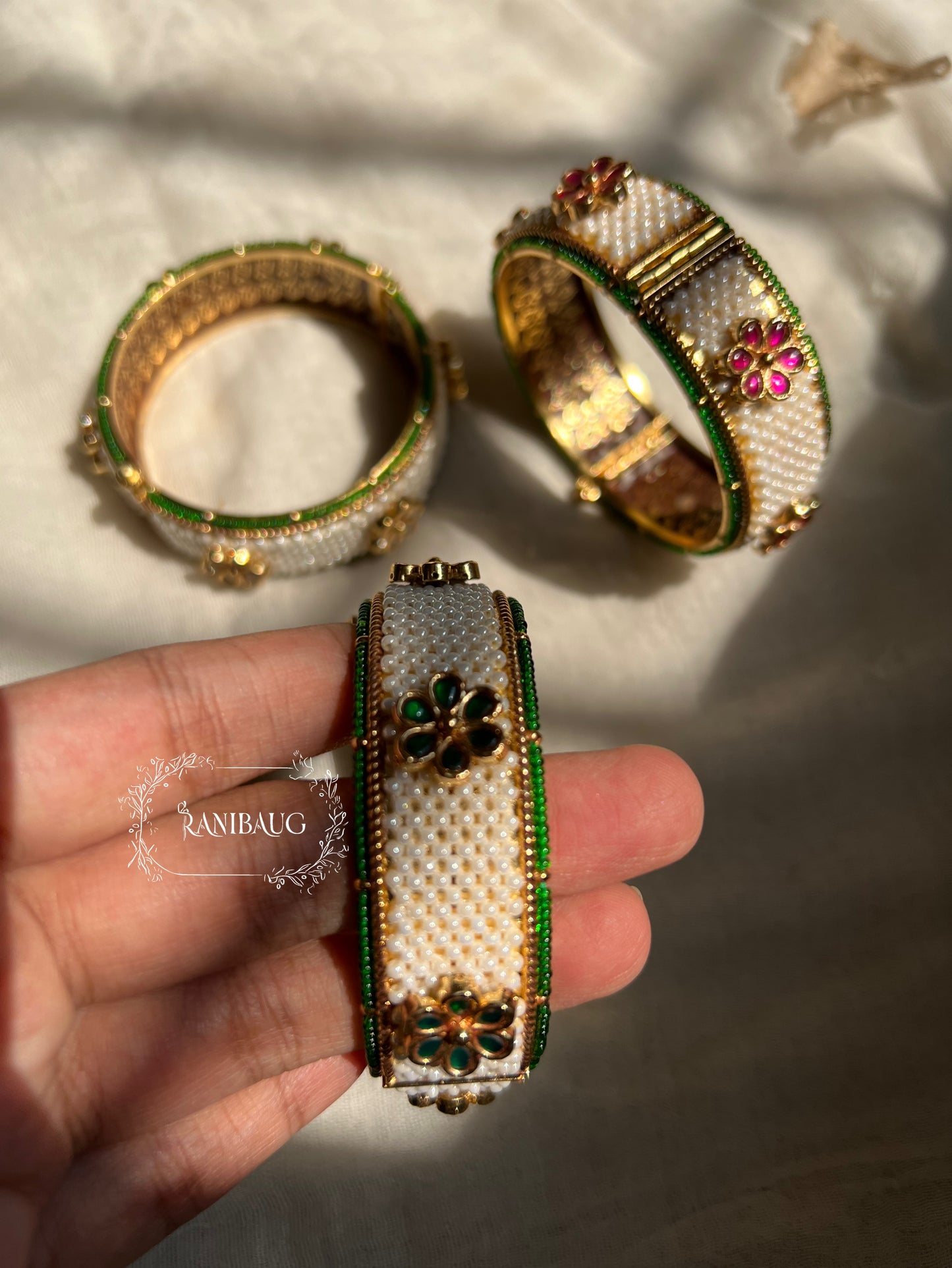 Sakshi Moti Flower Motif Heritage Indian Traditional Bangle By Ranibaug