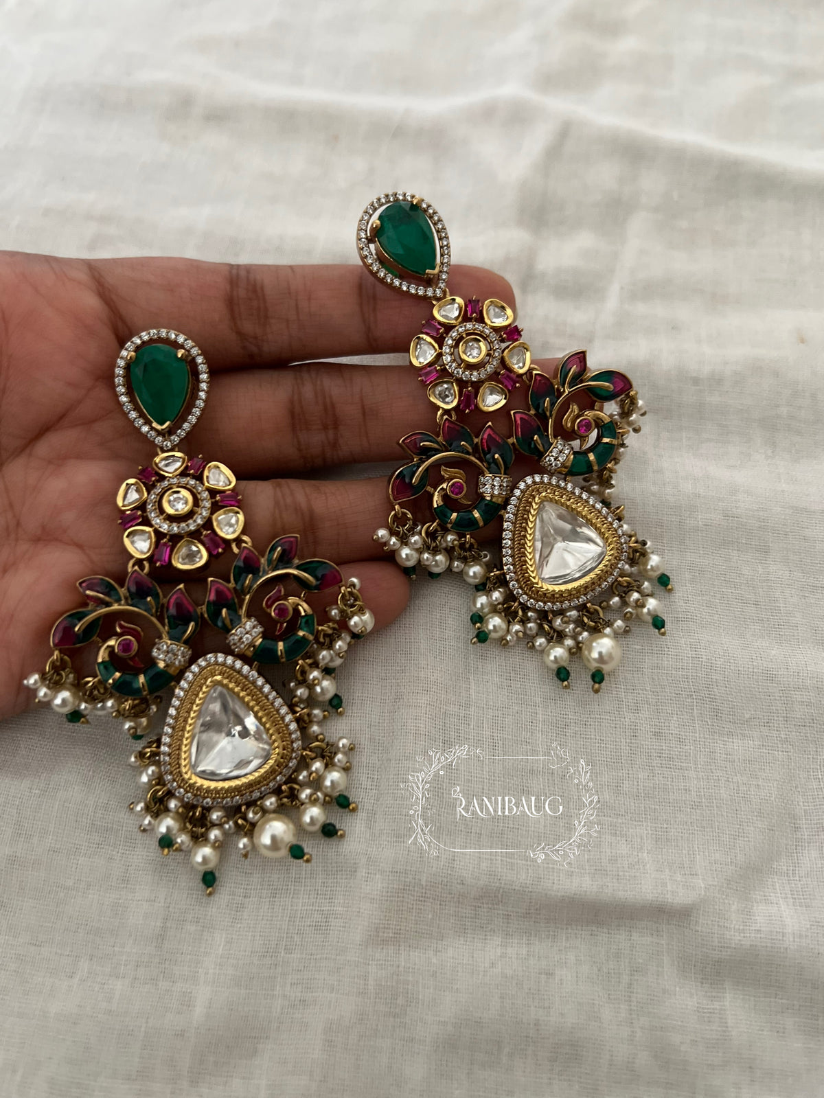 Samaira Polki Kundan Gold Finish Designer Festive Dangler Earrings By Ranibaug