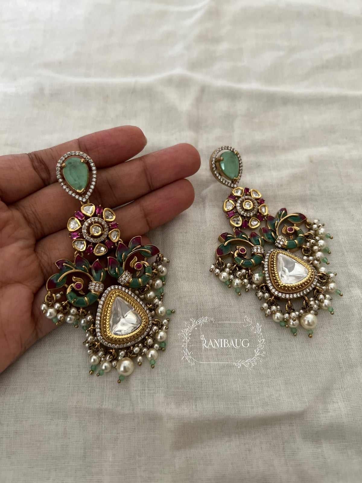 Samaira Polki Kundan Gold Finish Designer Festive Dangler Earrings By Ranibaug