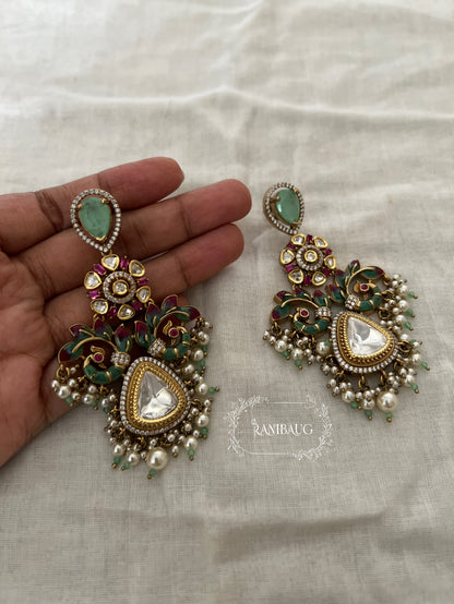 Samaira Polki Kundan Gold Finish Designer Festive Dangler Earrings By Ranibaug