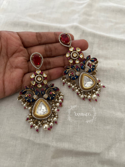 Samaira Polki Kundan Gold Finish Designer Festive Dangler Earrings By Ranibaug