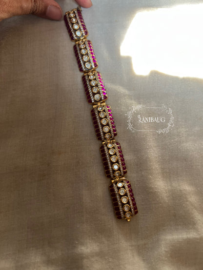 Samiksha Polki Studded Premium Gold Finish Designer Bracelet For Festive And Wedding Occasions By Ranibaug