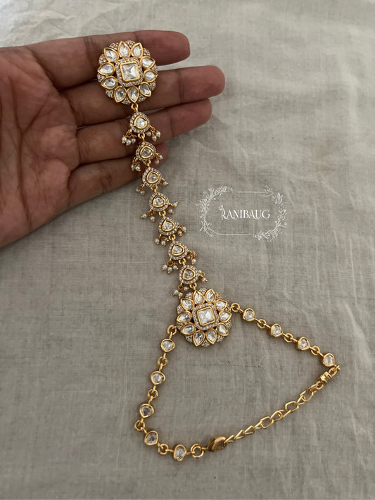 Samisha Polki Kundan Studded Gold Plated Hathphool Hathpan | Ranibaug