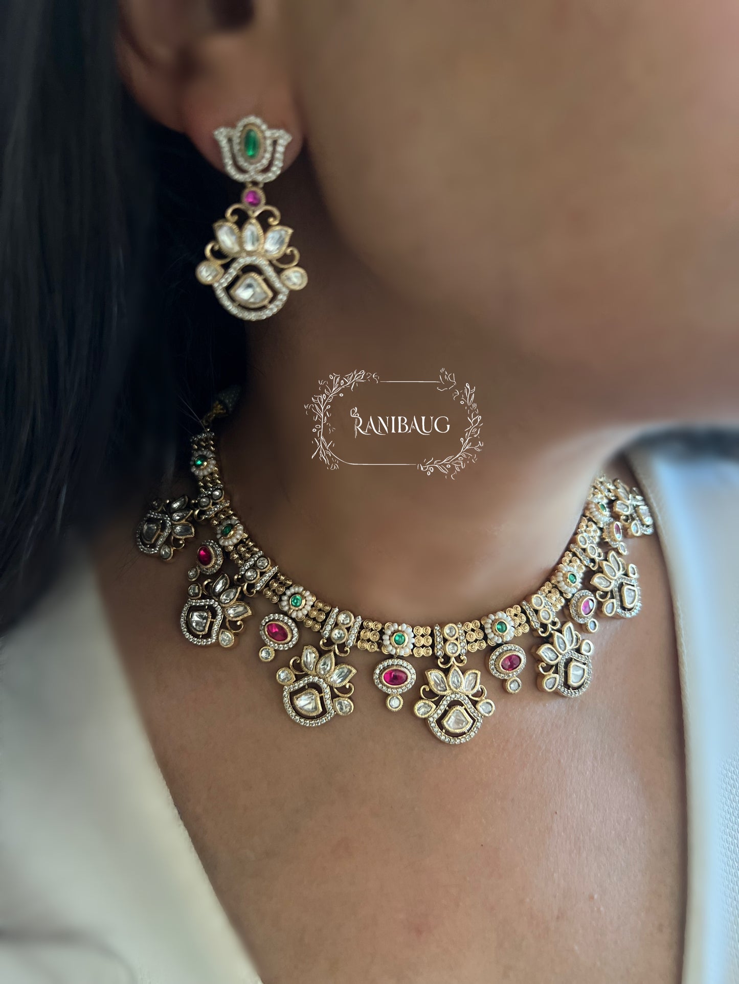 Sanika Designer Lotus Kundan Necklace Set For Women By Ranibaug