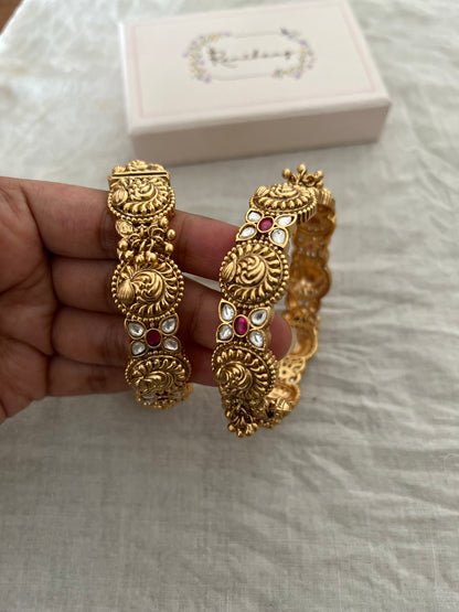 Sanishtha Gold Kundan Bangle Bracelets For Women By Ranibaug