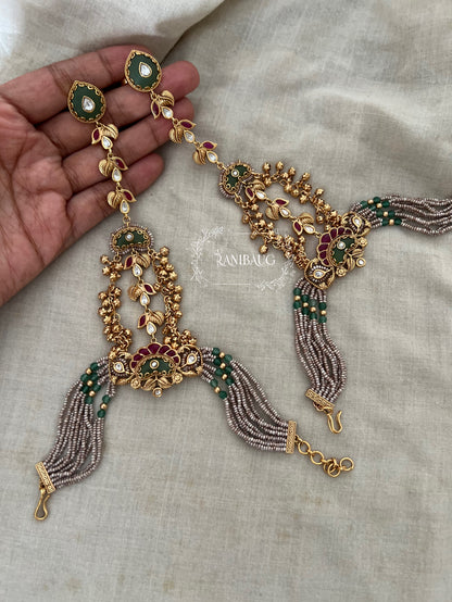 Sanvi Heritage Gold Finish Indian Regal Haathphool Jewelry By Ranibaug