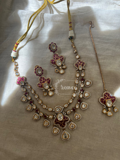Sarini Polki Meenkari Indian Traditional Layered Necklace Jewellery By Ranibaug
