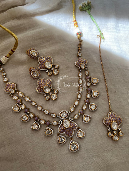 Sarini Polki Meenkari Indian Traditional Layered Necklace Jewellery By Ranibaug