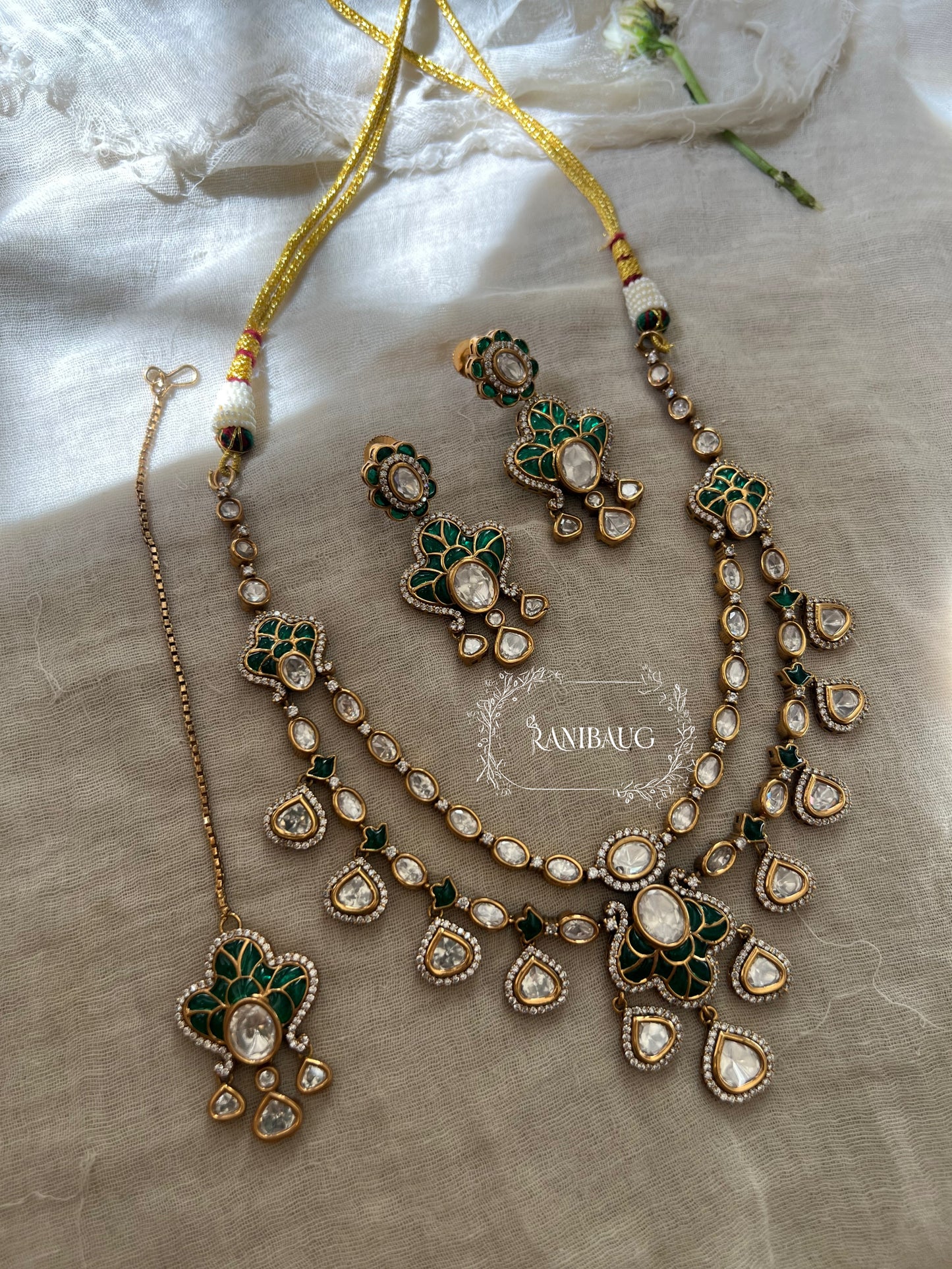 Sarini Polki Meenkari Indian Traditional Layered Necklace Jewellery By Ranibaug