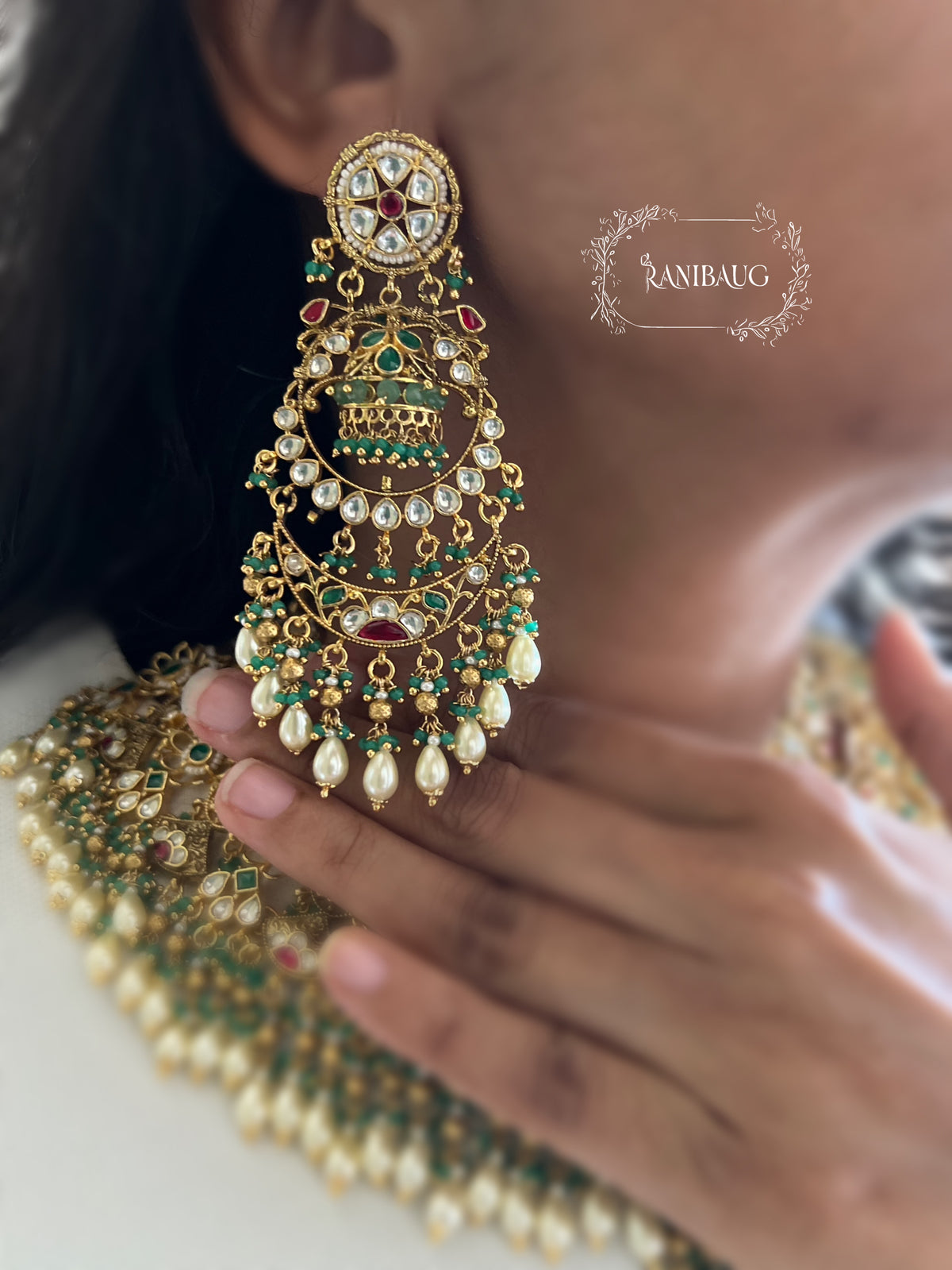 Sarojini Rajwada Style Bridal Heavy Gold Finish Beaded Indian Heritage Necklace Jewellery Set By Ranibaug
