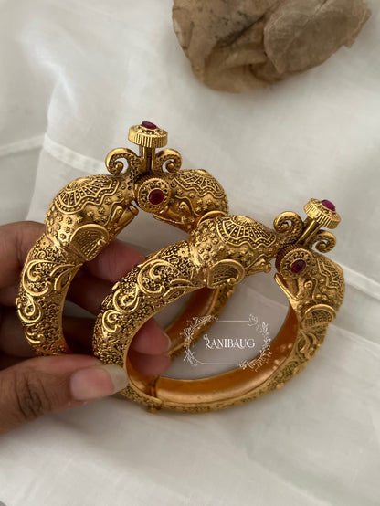 Savitri Gold Bangles Elephant Intricate Work By Ranibaug