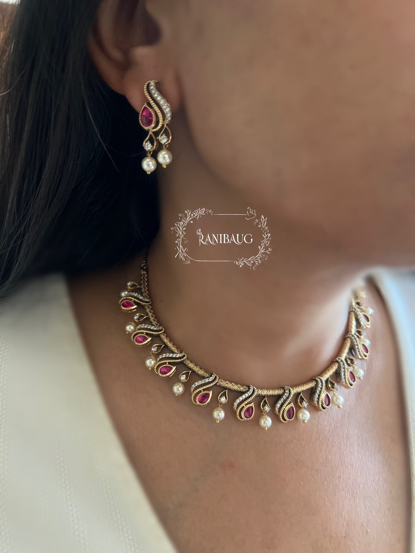 Sayali Minimal Round Polki Jewelry Antique Gold Necklace Set With Pearls By Ranibaug | 2025 2026