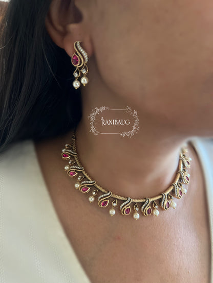 Sayali Minimal Round Polki Jewelry Antique Gold Necklace Set With Pearls By Ranibaug | 2025 2026