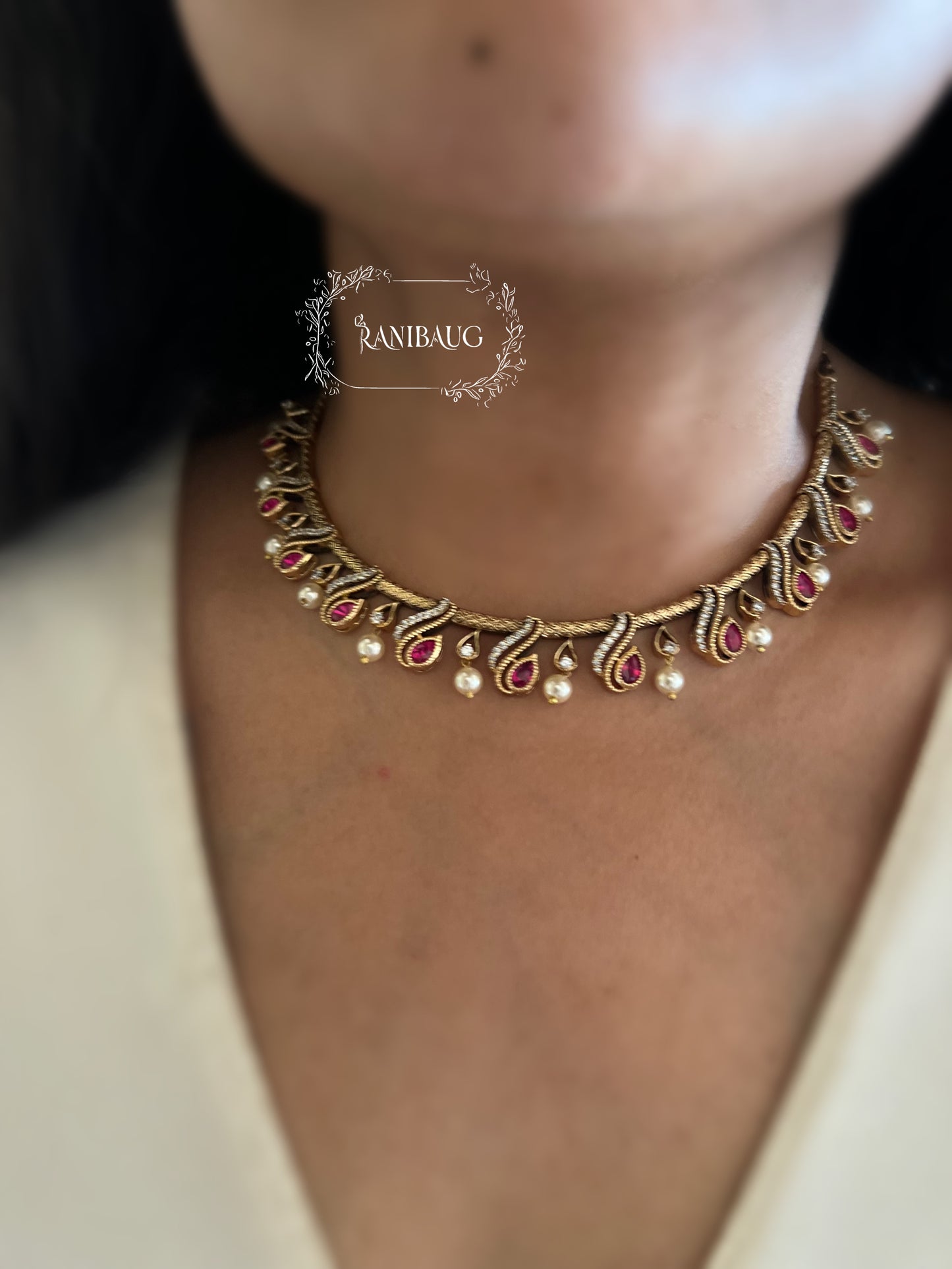 Sayali Minimal Round Polki Jewelry Antique Gold Necklace Set With Pearls By Ranibaug | 2025 2026