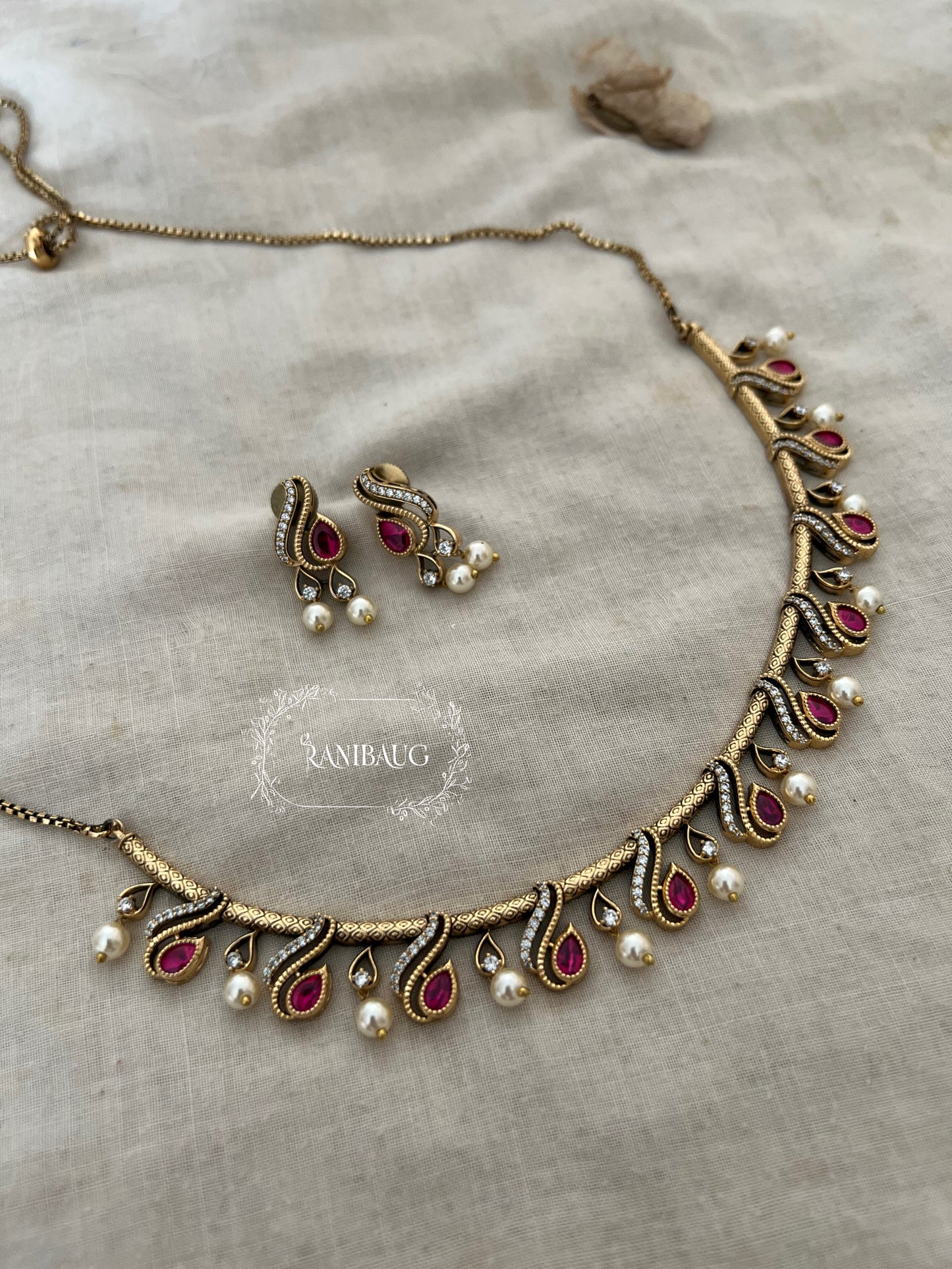 Sayali Minimal Round Polki Jewelry Antique Gold Necklace Set With Pearls By Ranibaug | 2025 2026