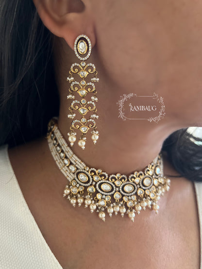 Sayali Polki Studded Pearl Vintage Royal Court Statement Necklace Jewellery Set By Ranibaug | 2026 Royal Jewelry Collection