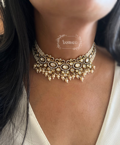Sayali Polki Studded Pearl Vintage Royal Court Statement Necklace Jewellery Set By Ranibaug | 2026 Royal Jewelry Collection