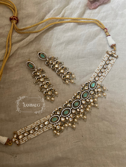 Sayali Polki Studded Pearl Vintage Royal Court Statement Necklace Jewellery Set By Ranibaug | 2026 Royal Jewelry Collection