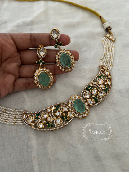 Sehej Meenakari Inspired Polki Enamel Work Gold Finish Choker Necklace Set By Ranibaug