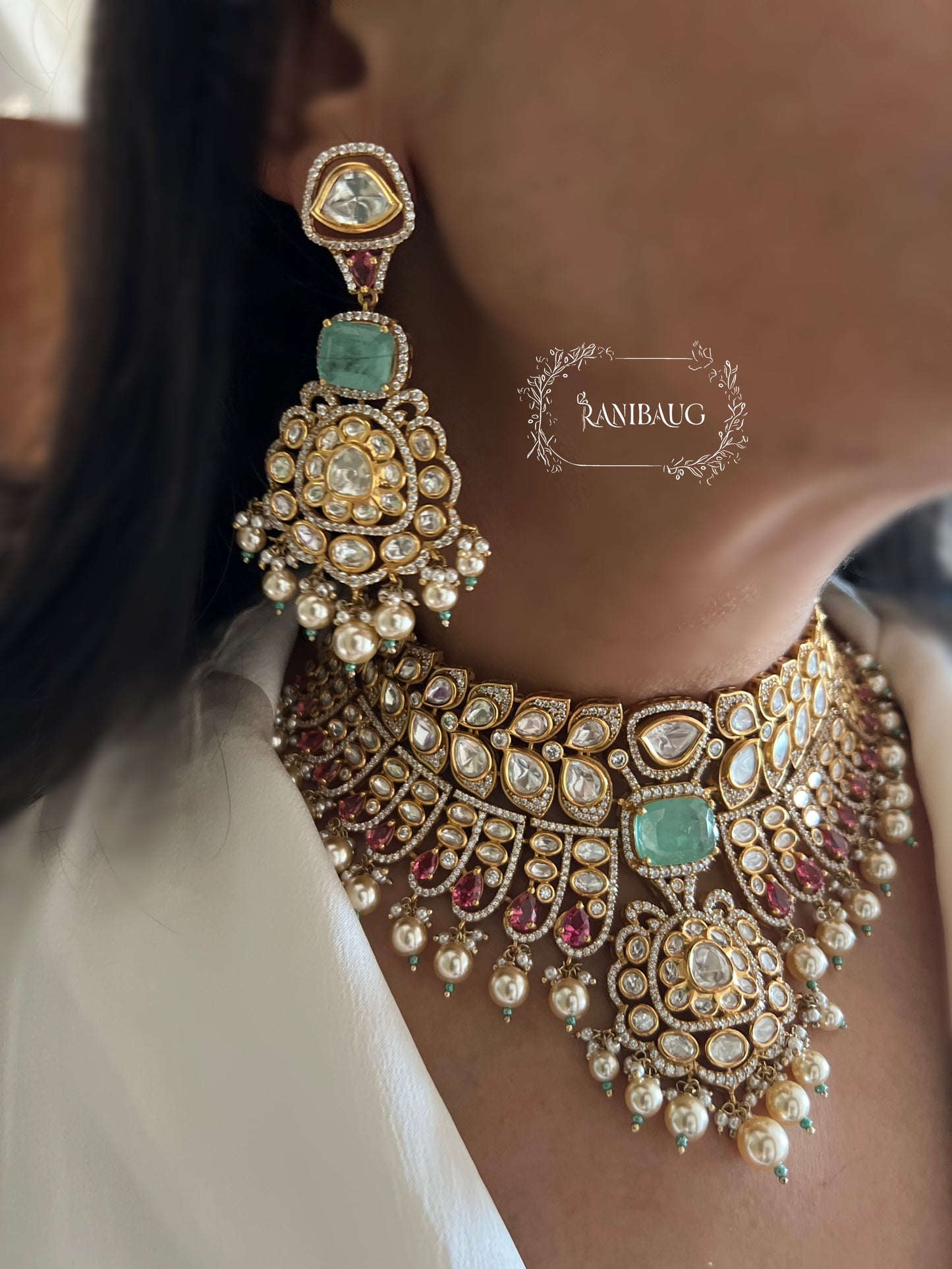 Seher Polki Gold Finish Pearl Adorned Victorian Designer Bridal Jewellery Set By Ranibaug | The Royal Wedding Collection 2026