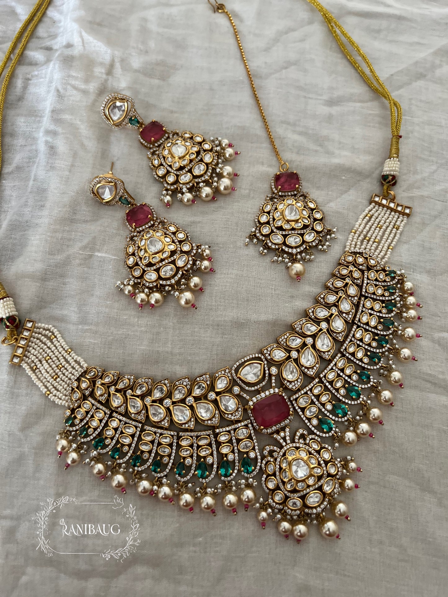 Seher Polki Gold Finish Pearl Adorned Victorian Designer Bridal Jewellery Set By Ranibaug | The Royal Wedding Collection 2026