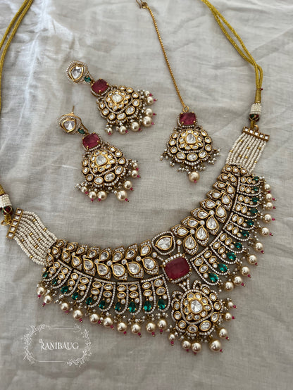 Seher Polki Gold Finish Pearl Adorned Victorian Designer Bridal Jewellery Set By Ranibaug | The Royal Wedding Collection 2026