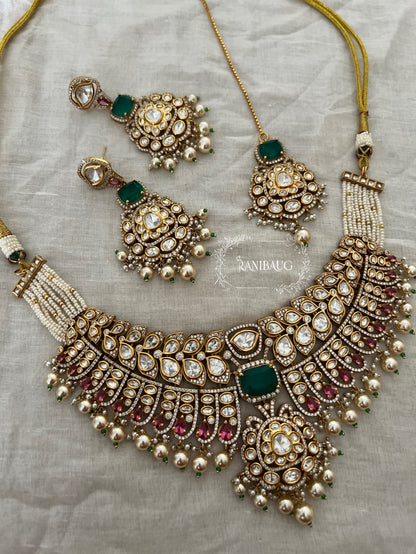 Seher Polki Gold Finish Pearl Adorned Victorian Designer Bridal Jewellery Set By Ranibaug | The Royal Wedding Collection 2026