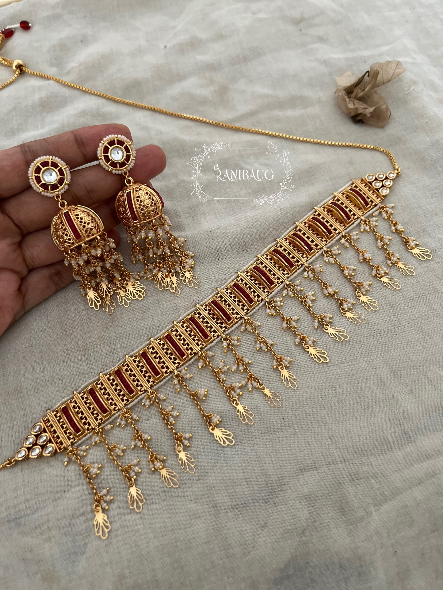 Sejal Designer Gold Heritage Necklace Jewellery Set By Ranibaug | Tradional Heritage Jewelry For Wedding
