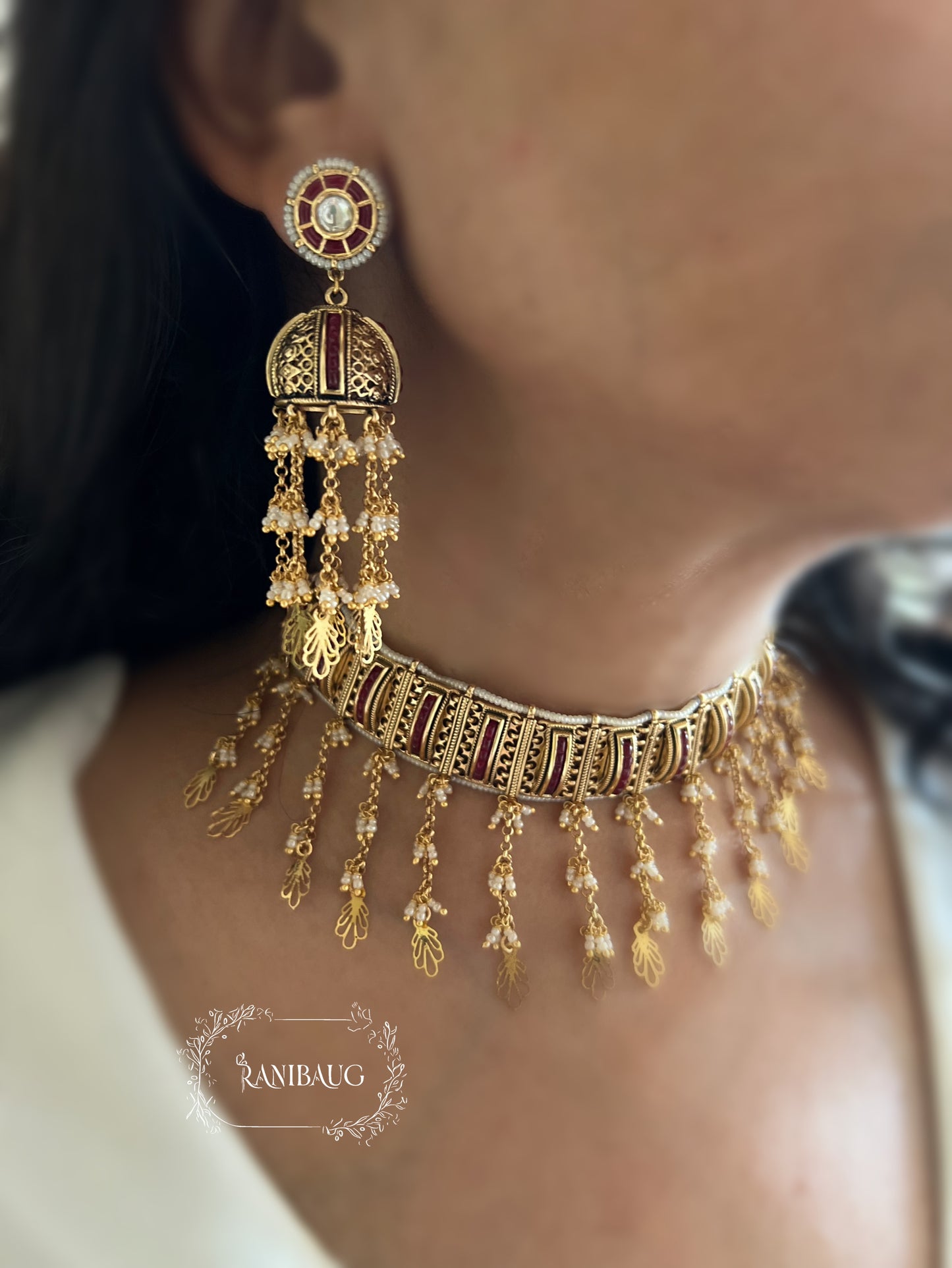 Sejal Designer Gold Heritage Necklace Jewellery Set By Ranibaug | Tradional Heritage Jewelry For Wedding