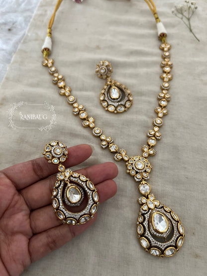 Sejal Gold Finish Polki Royal Teardrop Motif Festive Jewelry By Ranibaug
