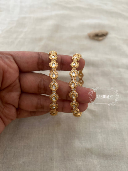 Sejal Gold Plated Enamel And Kundan Simple Bangles Set By Ranibaug