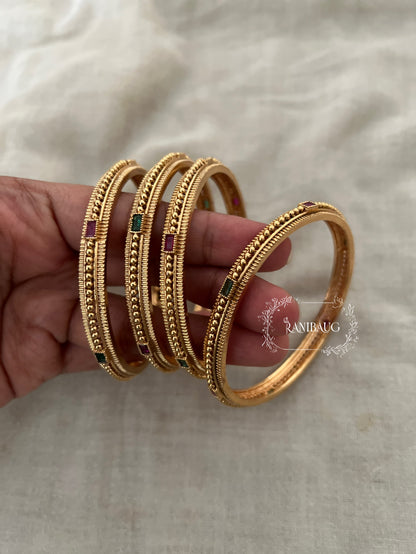 Shambhavi Dual Tone Gem Heritage Gold Bangles By Ranibaug (Set Of 4)
