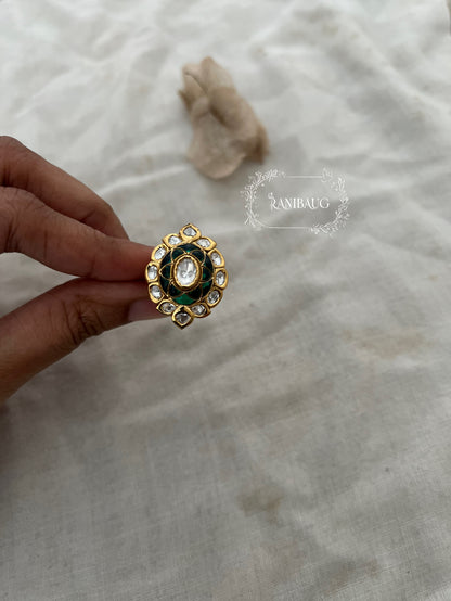 Shanaya Mossainite Kundan Gold Plated Ring By Ranibaug